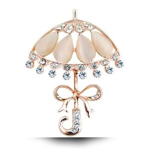 **SOFIA* Gold x Opral Gem Umbrella Fashion Brooch